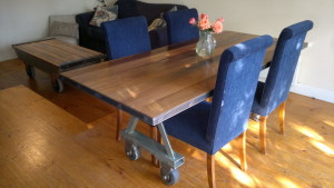 Industrial A-Frame Dining Table on Castors