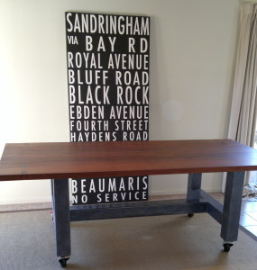 Industrial Style Dining Table Box Metal Frame Remodelled from Existing Iron Bark table Top