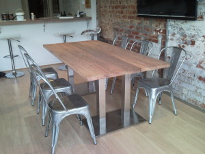 Spotted Gum Table Top with Metal Base