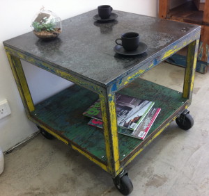 Square Metal Coffee Table Trolley