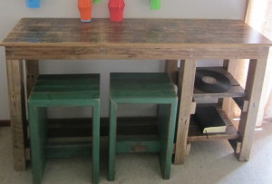 Bespoke Workbench Style Breakfast Bar & MCG Stools