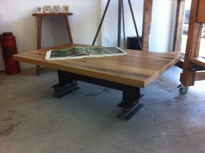 Hardwood Coffee Table with I-Beam Base