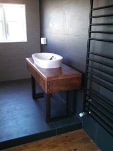 Workbench Style Bathroom Vanity - Side View