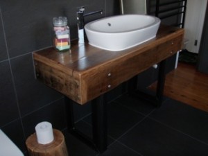 Workbench Style Bathroom Vanity - Front View