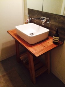 Bathroom Vanity Table with Slatted Shelf - Top View