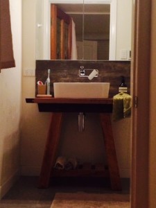 Bathroom Vanity Table with Slatted Shelf - Front View