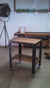 Blackbutt & Metal Butchers Trolley / Island Bench Trolley / Workstation