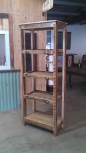 Recycled Hardwood Timber Shelving Unit With Slide Out Drawers - Organic Style