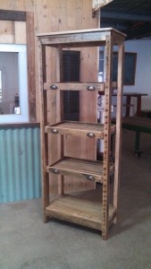 Recycled Hardwood Timber Shelving Unit With Slide Out Drawers - Organic Style