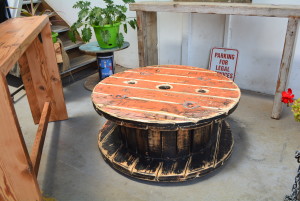 Orange Cable Drum Coffee Table