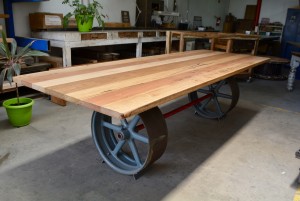 Original Cast Iron Flat Belt Pulleys with Recycled Hardwood Top